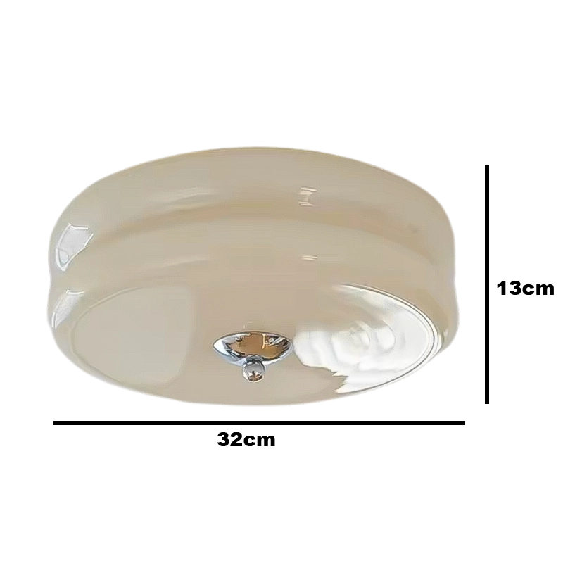 Plafonnier Design Vintage En Verre Blanc Et Beige