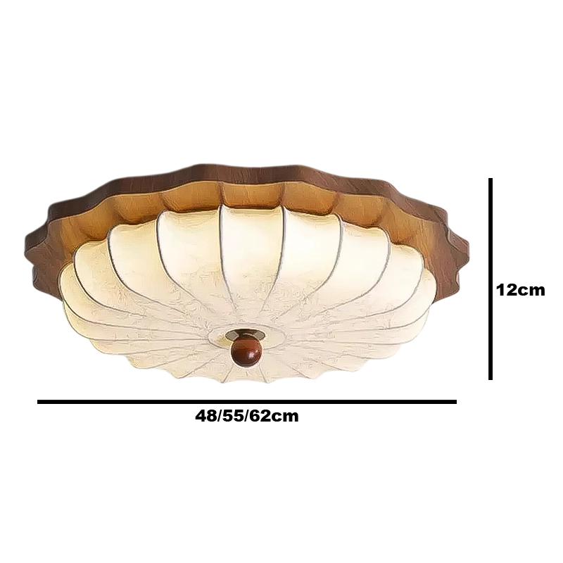 Plafonnier Led Tissu Japonais en Bois