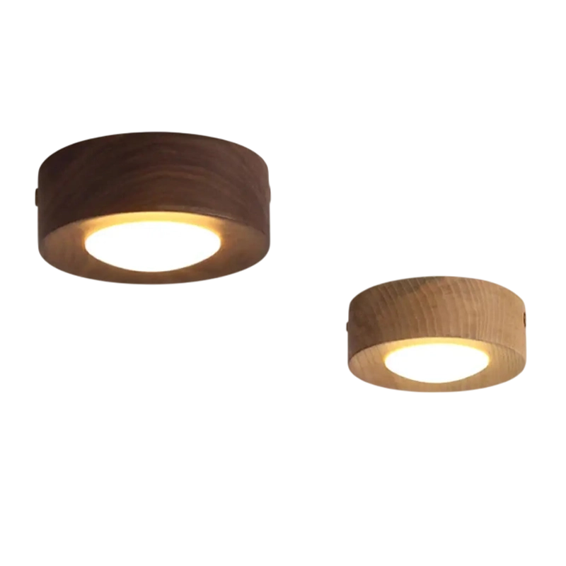 2 lampes en bois mis sur le plafond 