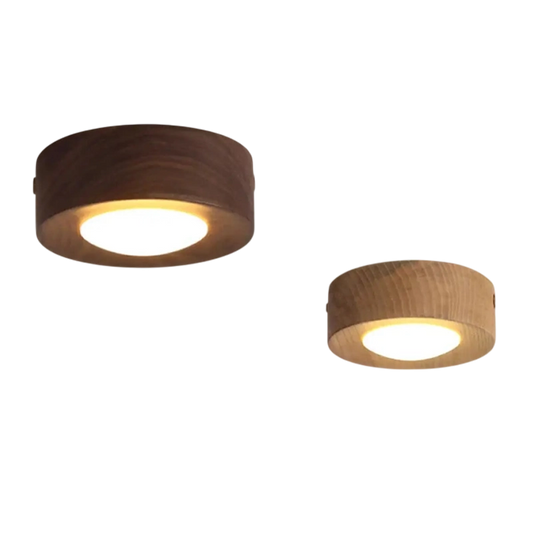 2 lampes en bois mis sur le plafond 