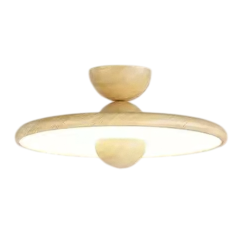 Plafonnier Art Déco Bois Marron et Beige