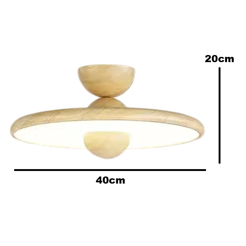 Plafonnier Art Déco Bois Marron et Beige