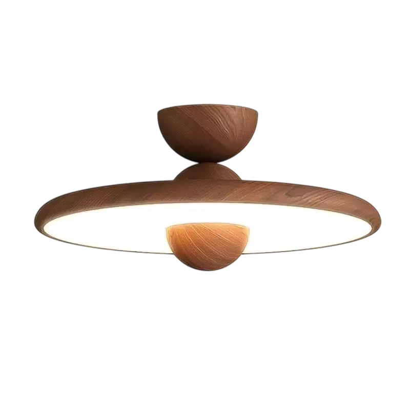 Plafonnier Art Déco Bois Marron et Beige