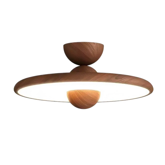 Plafonnier Art Déco Bois Marron et Beige
