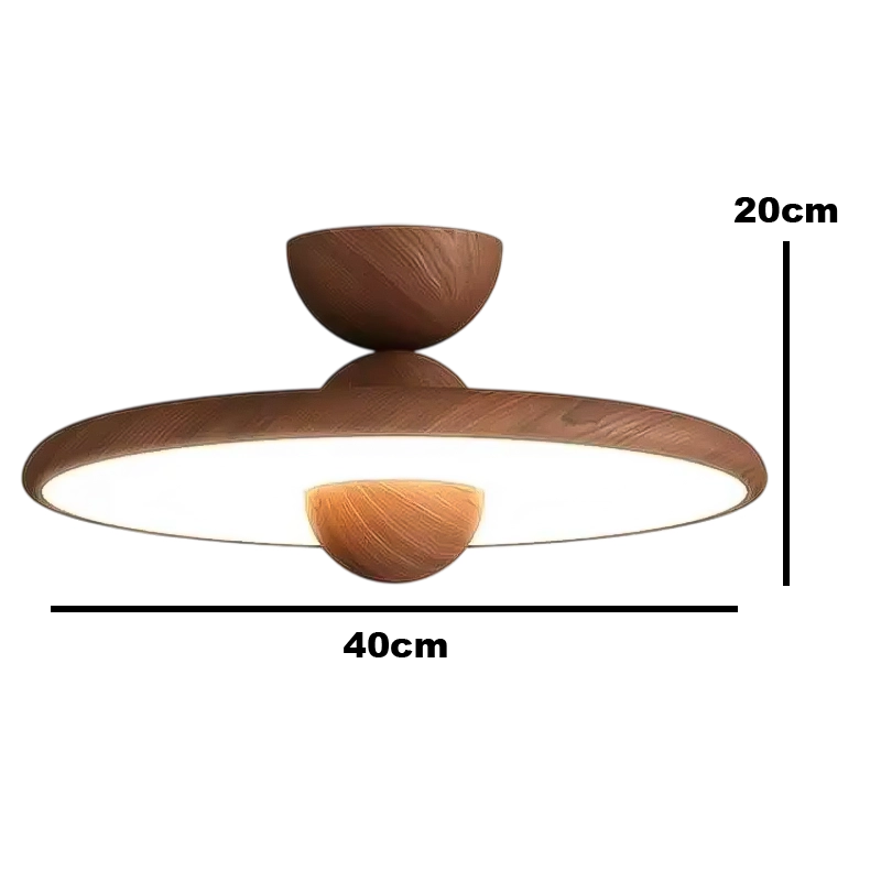 Plafonnier Art Déco Bois Marron et Beige