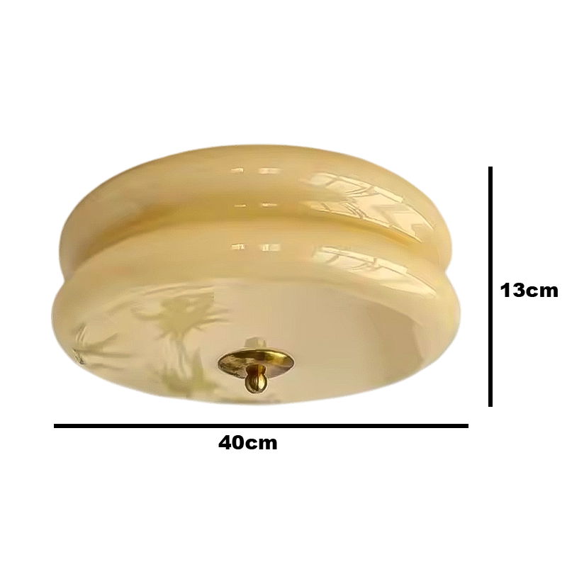 Plafonnier Design Vintage En Verre Blanc Et Beige