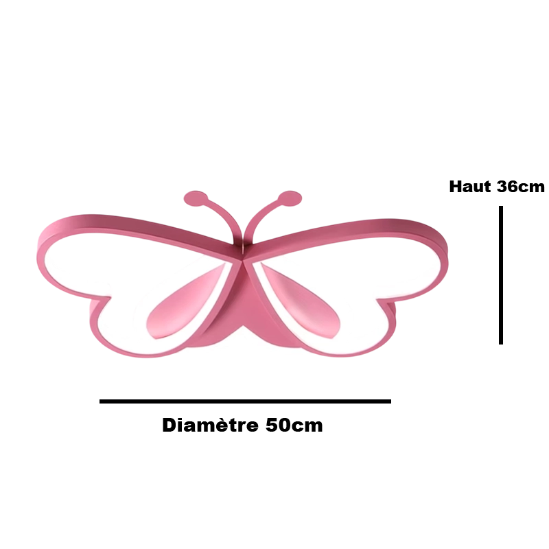 Plafonnier LED Papillon Rose