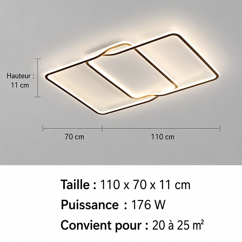 Plafonnier Led Moderne Élégant Noir