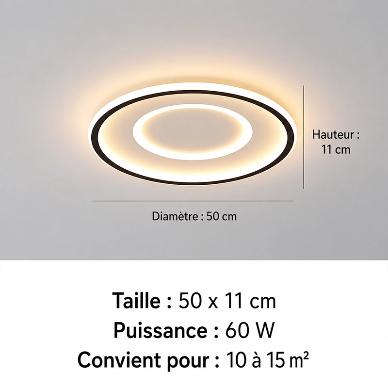 Plafonnier Led Moderne Élégant Noir