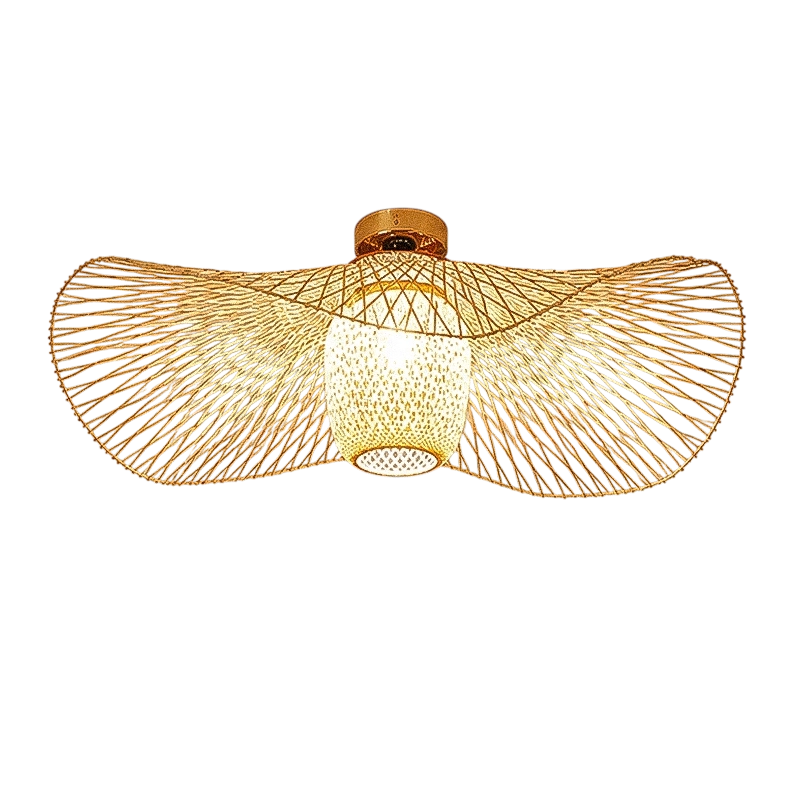 Plafonnier Lustre Style Japonais Vintage Bambou et Bois