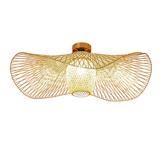 Plafonnier Lustre Style Japonais Vintage Bambou et Bois