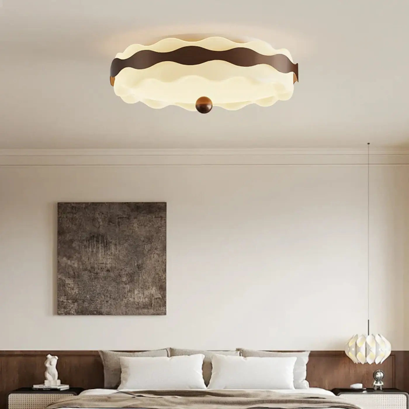 Plafonnier LED Moderne Rond en Dentelle Blanc
