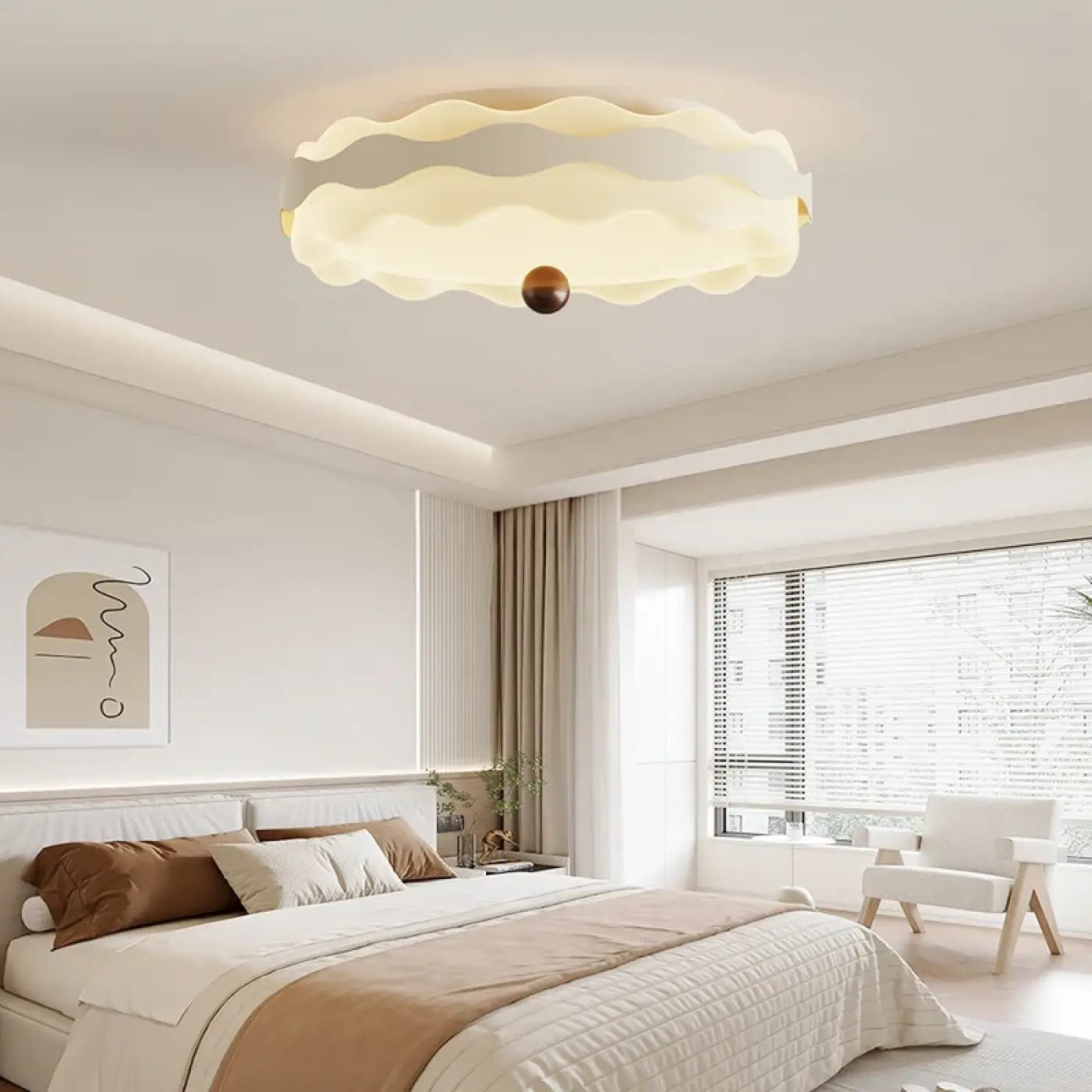 Plafonnier LED Moderne Rond en Dentelle Blanc