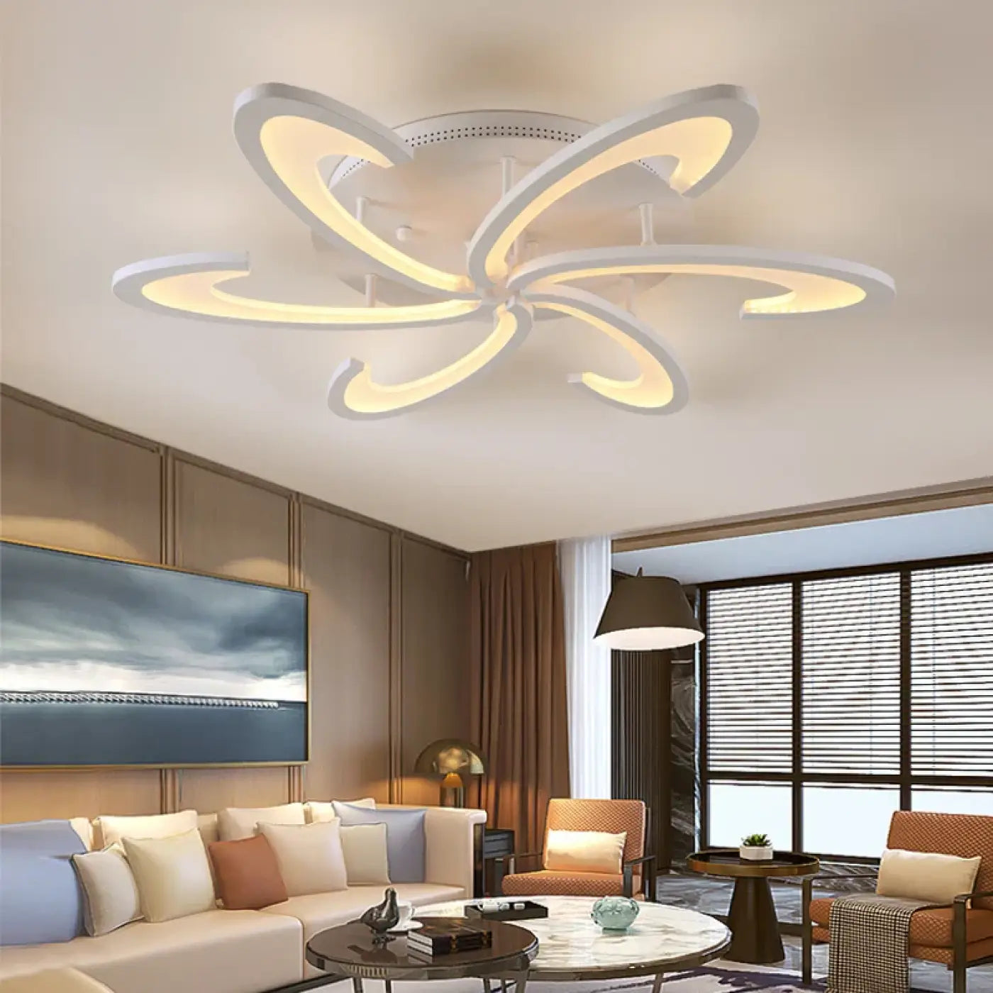 Plafonnier Lustre Led Moderne Blanc
