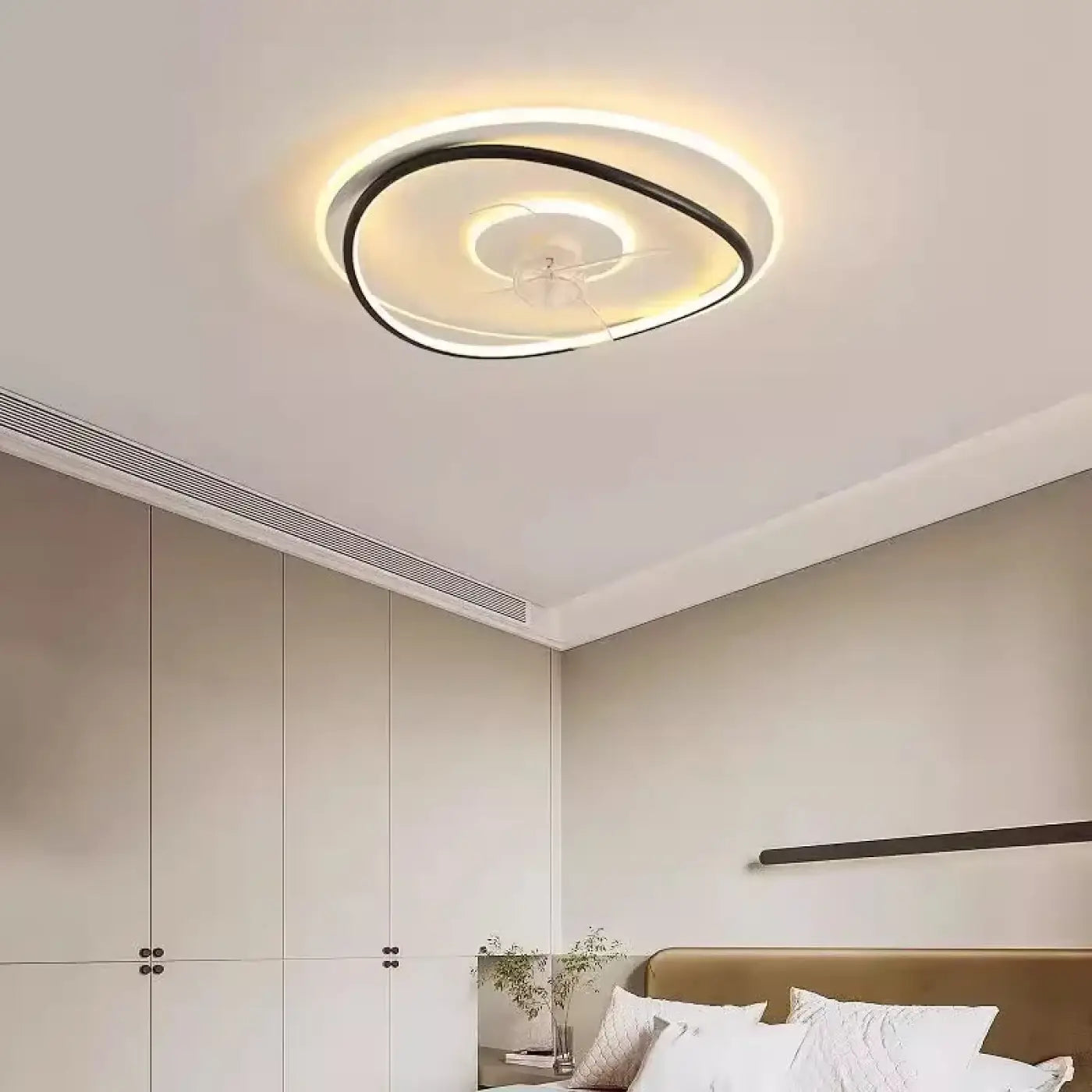 Plafonnier Ventilateur Led Moderne Noir Et Blanc