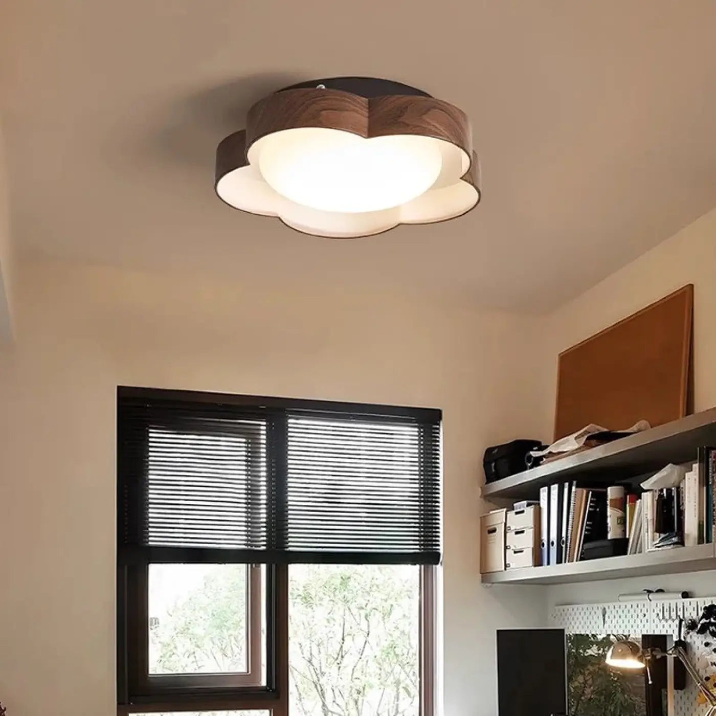 Plafonnier Led Moderne Fleur Marron Et Blanc