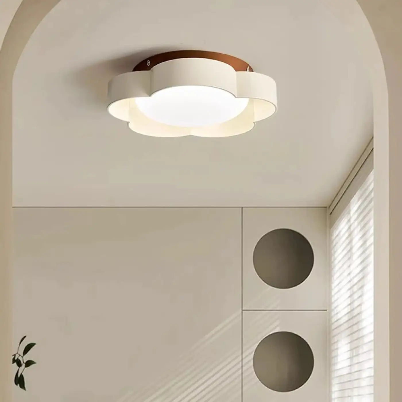 Plafonnier Led Moderne Fleur Marron Et Blanc