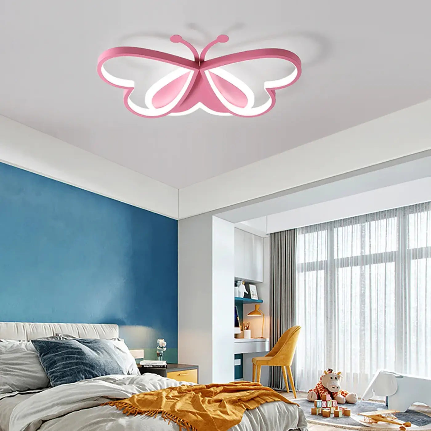 Plafonnier LED Papillon Rose