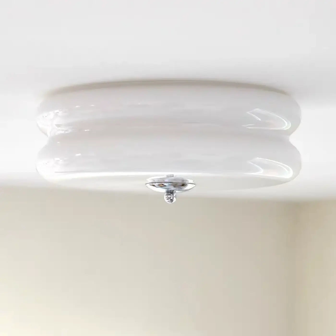 Plafonnier Design Vintage En Verre Blanc Et Beige