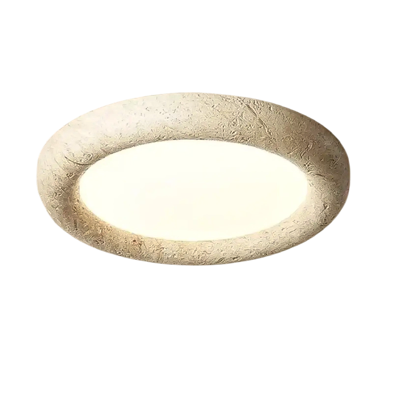 Plafonnier Led Rond Moderne en Travertin Blanc