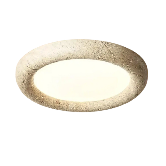 Plafonnier Led Rond Moderne en Travertin Blanc