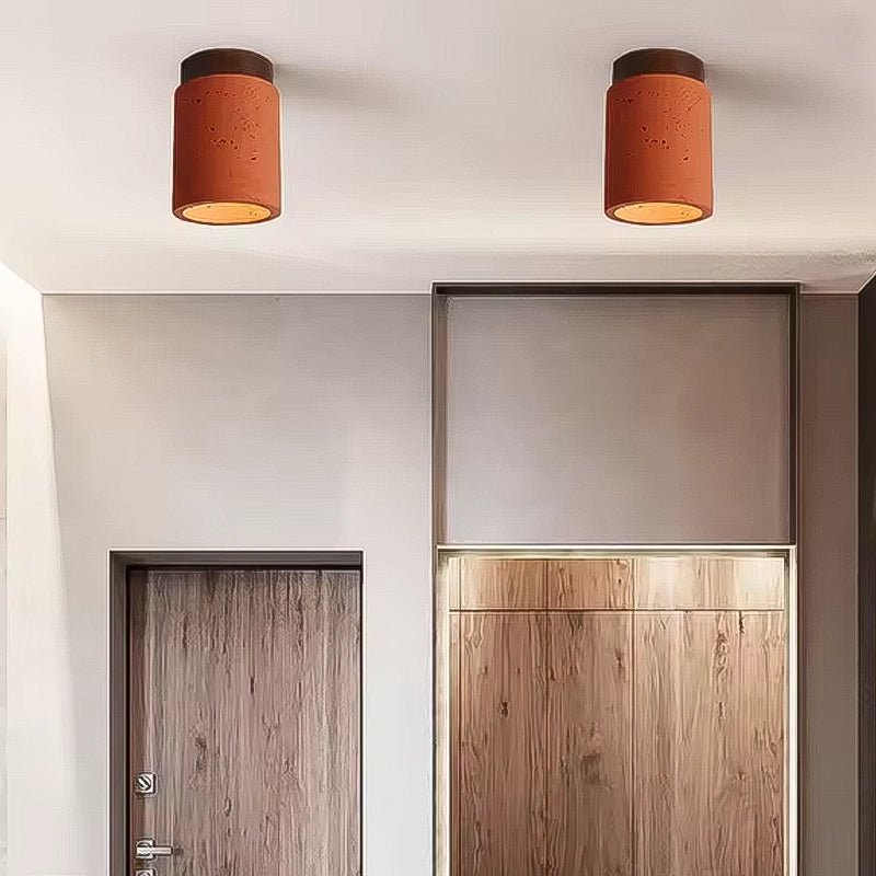 Plafonnier Cylindre Béton Moderne Orange