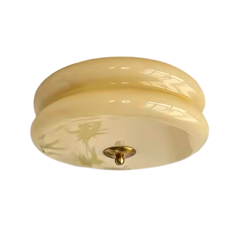 Plafonnier Design Vintage En Verre Blanc Et Beige