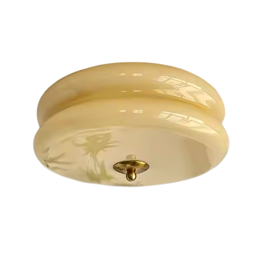 Plafonnier Design Vintage En Verre Blanc Et Beige