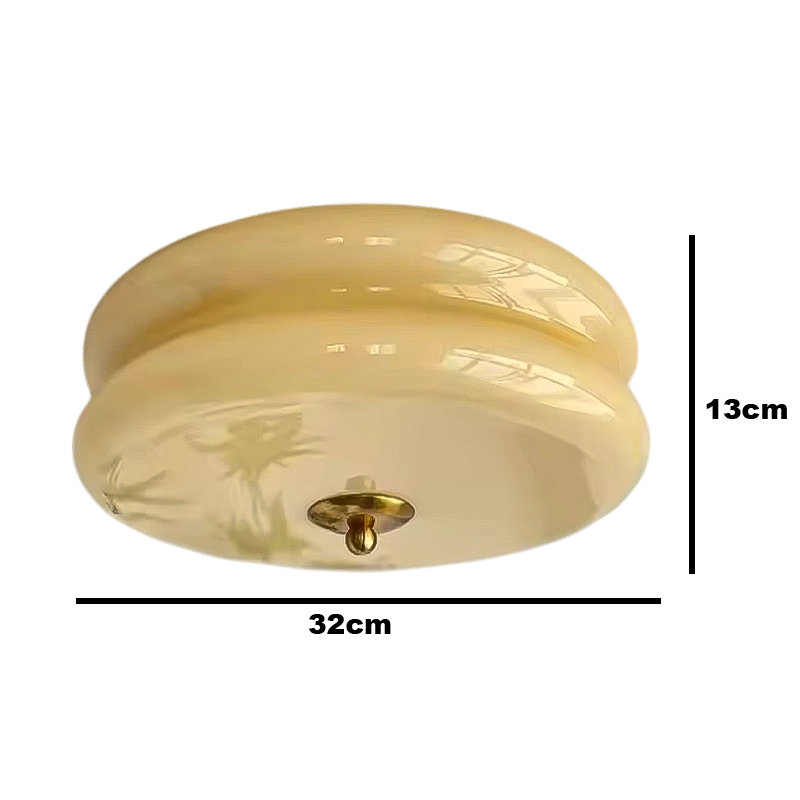 Plafonnier Design Vintage En Verre Blanc Et Beige