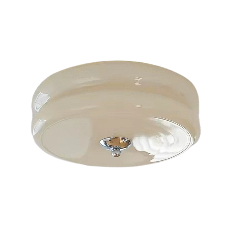 Plafonnier Design Vintage En Verre Blanc Et Beige