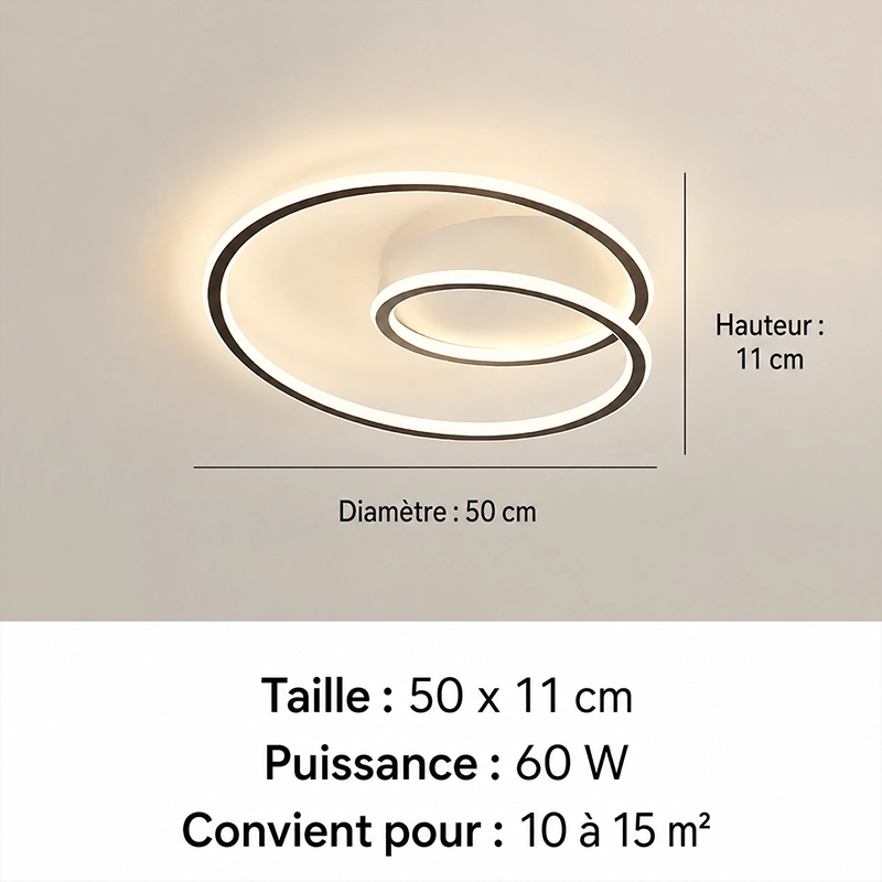 Plafonnier Led Moderne Élégant Noir