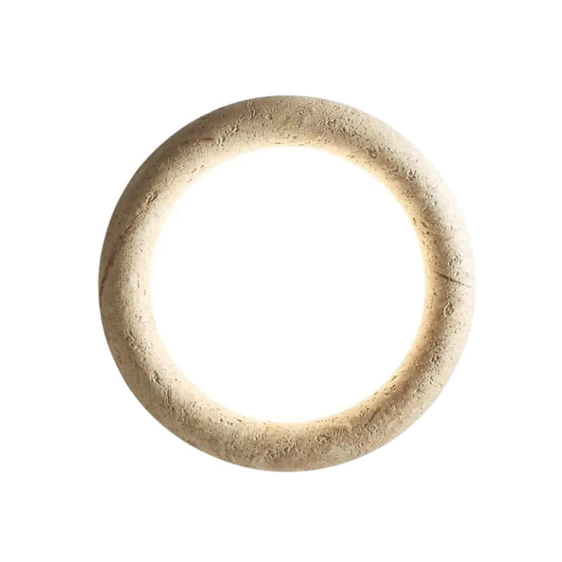 Plafonnier Led Rond Moderne en Travertin Blanc