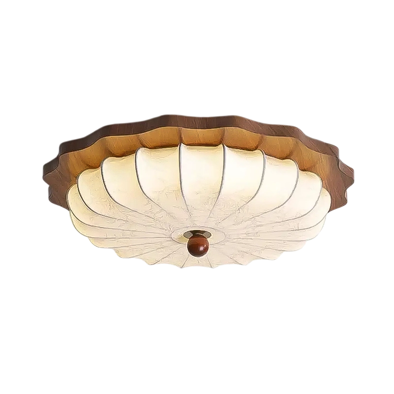 Plafonnier Led Tissu Japonais en Bois