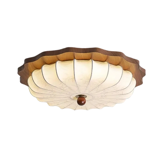 Plafonnier Led Tissu Japonais en Bois