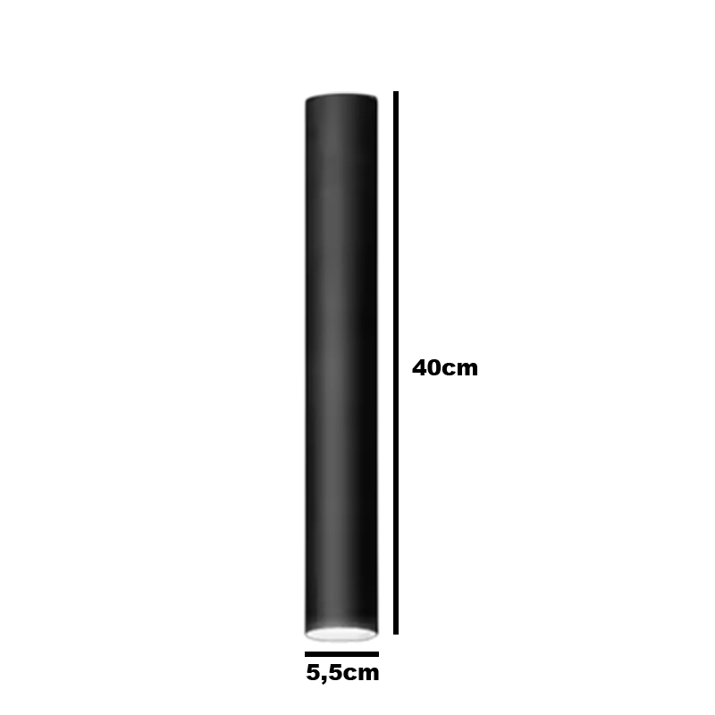 Plafonnier Led Tube Moderne Aluminium Noir