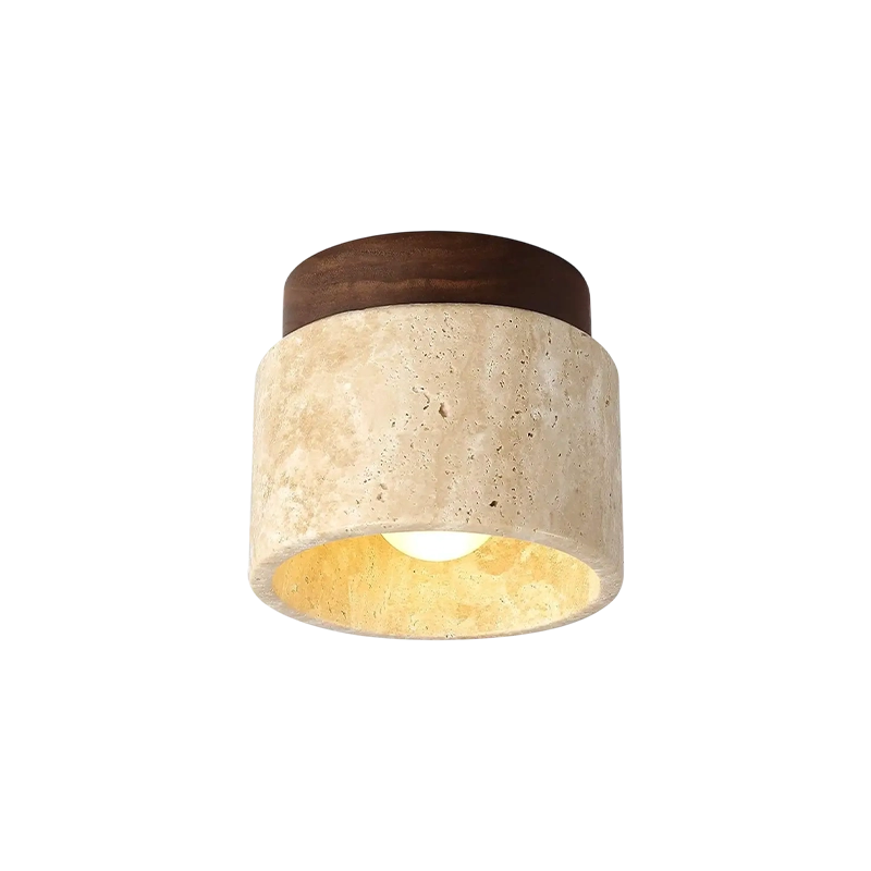 Plafonnier Moderne Style Japonais en Bois et Travertin