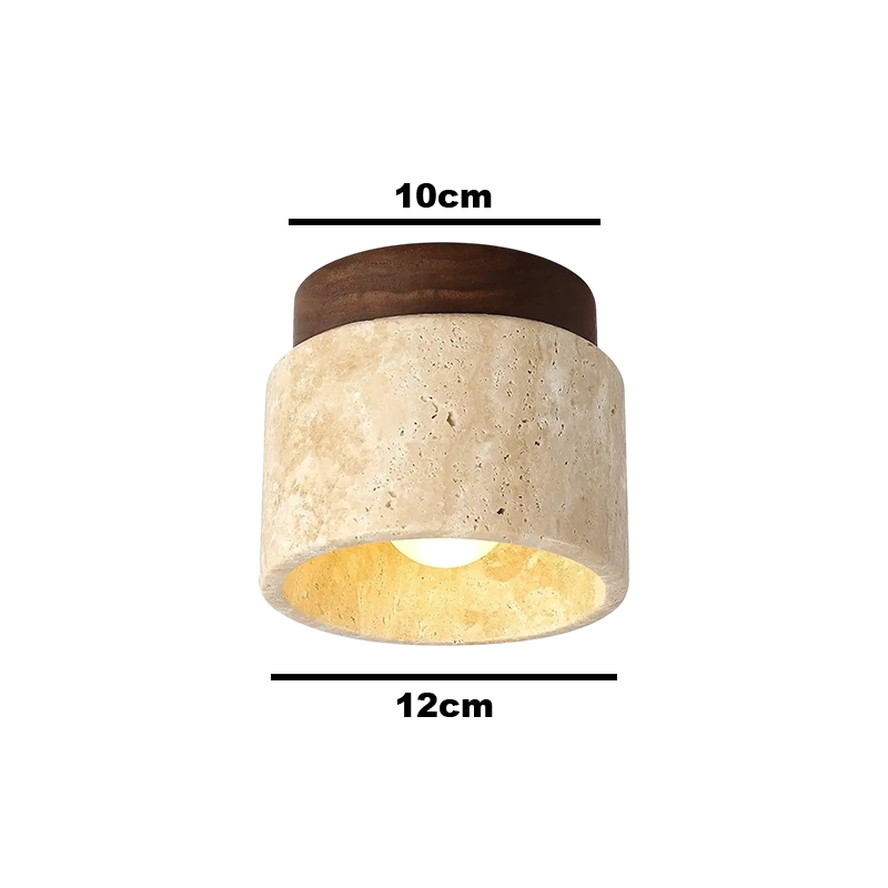 Plafonnier Moderne Style Japonais en Bois et Travertin