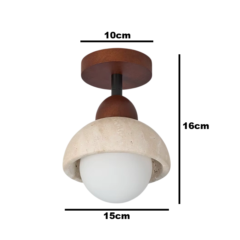 Plafonnier Moderne Style Japonais en Bois et Travertin