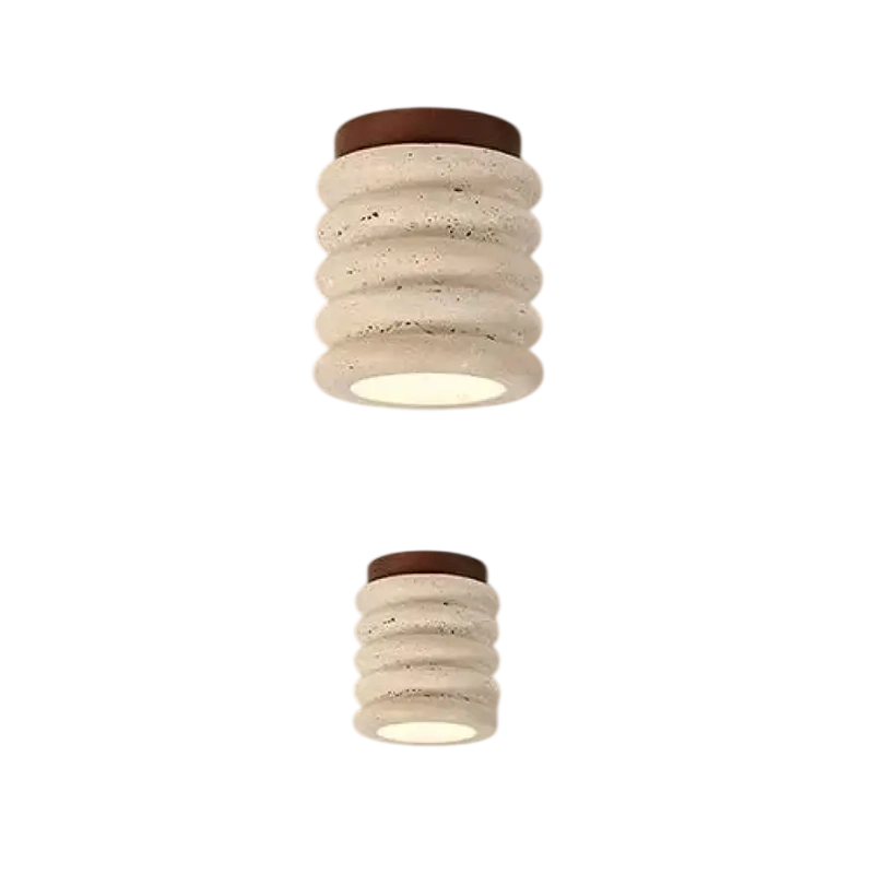 Plafonnier Moderne Style Japonais en Bois et Travertin